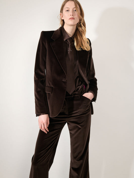Mocha velvet fitted jacket