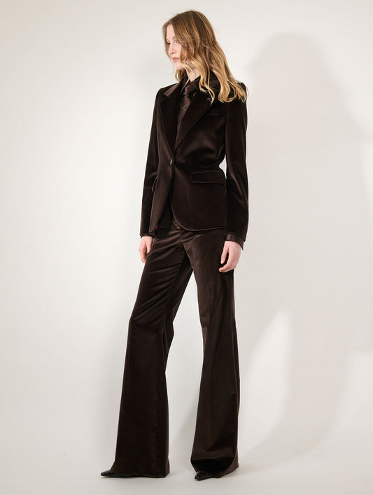 Mocha velvet fitted jacket