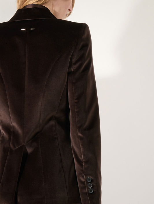 Mocha velvet fitted jacket