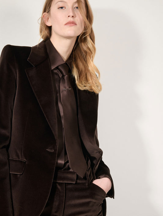 Mocha velvet fitted jacket