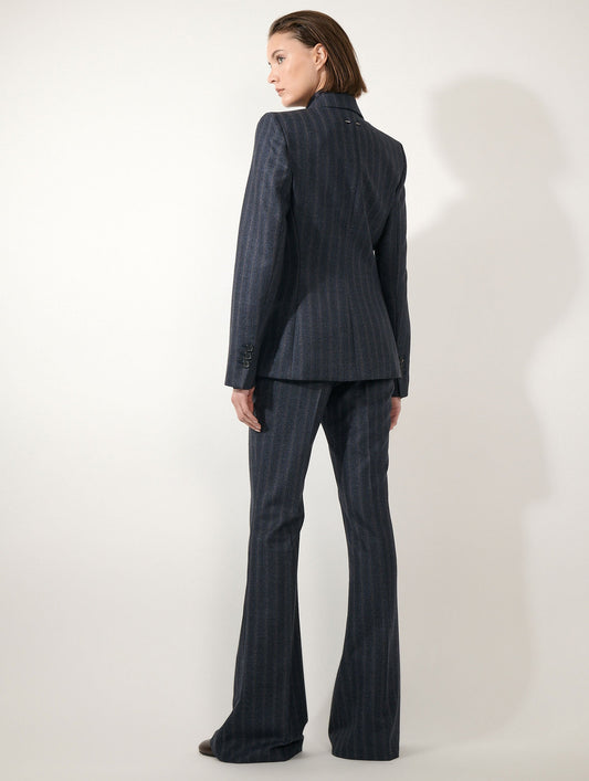 Blue striped flannel double-breasted jacket