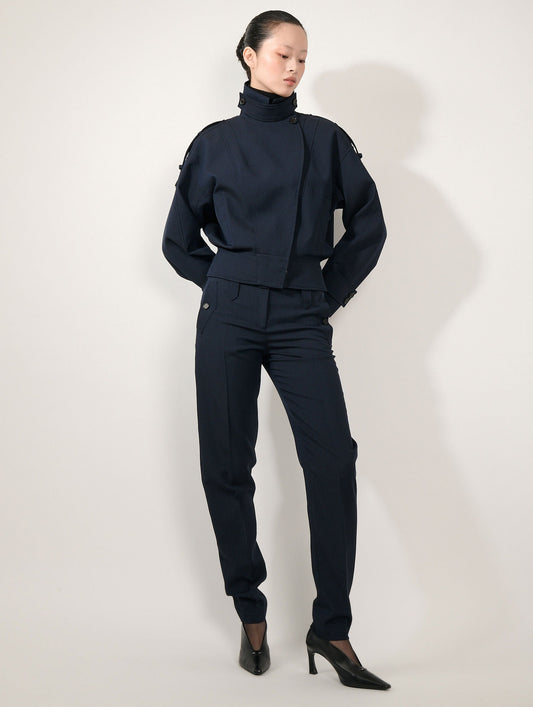 Grace trousers in dark navy wool cover