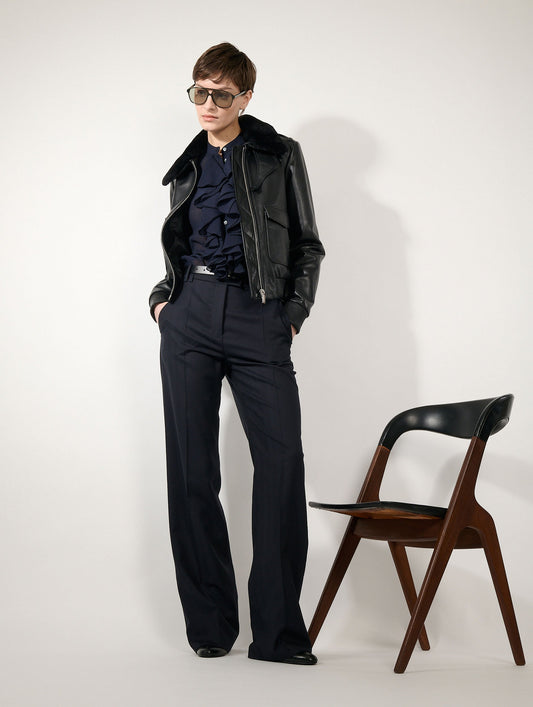 Black leather pilot jacket
