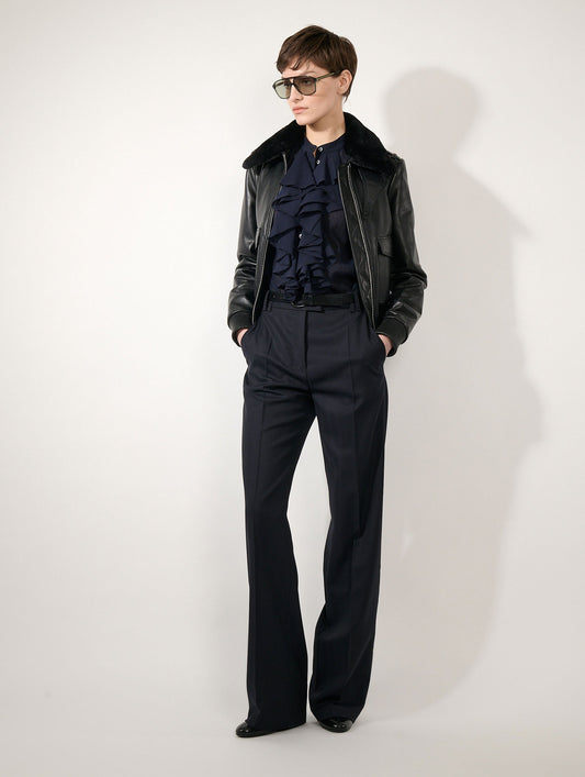 Black leather pilot jacket