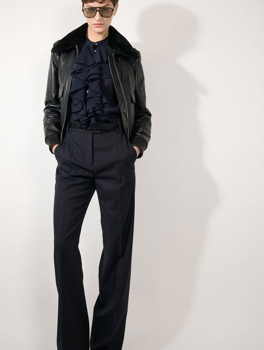 Black leather pilot jacket