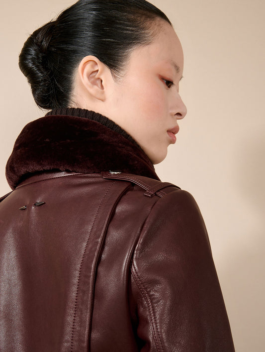 Burgundy leather pilot jacket