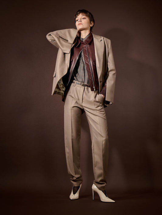 Burgundy leather pilot jacket