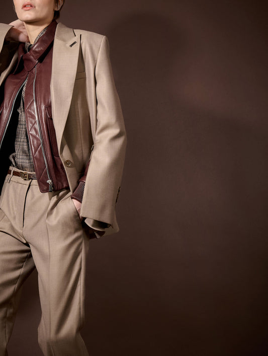 Burgundy leather pilot jacket