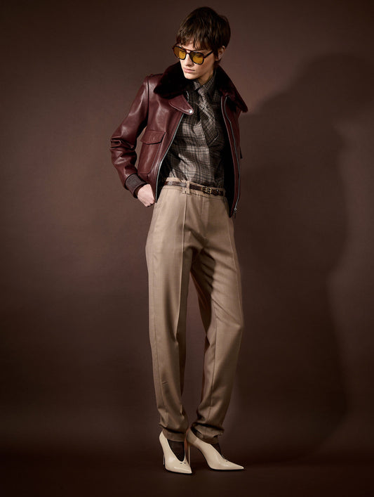 Burgundy leather pilot jacket