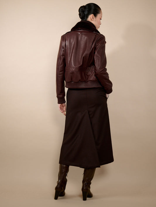 Burgundy leather pilot jacket