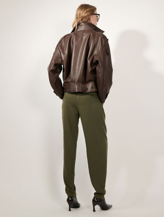 Coffee-coloured lambskin jacket