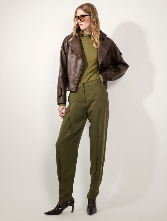 Coffee-coloured lambskin jacket