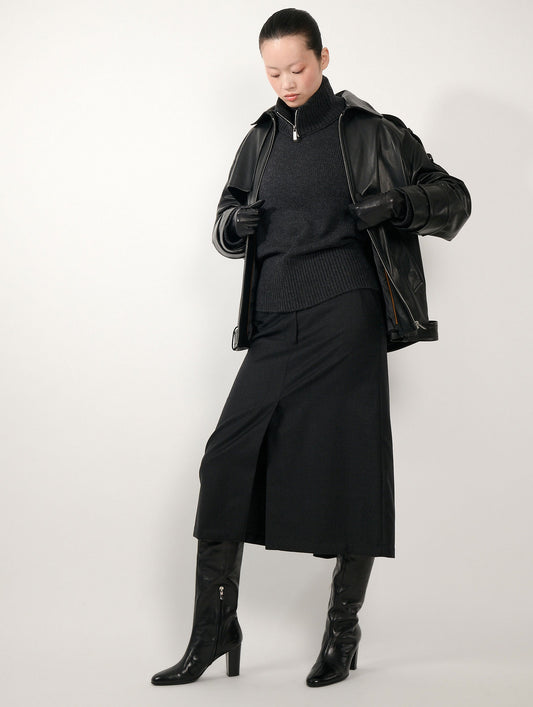 Black oversized lambskin jacket