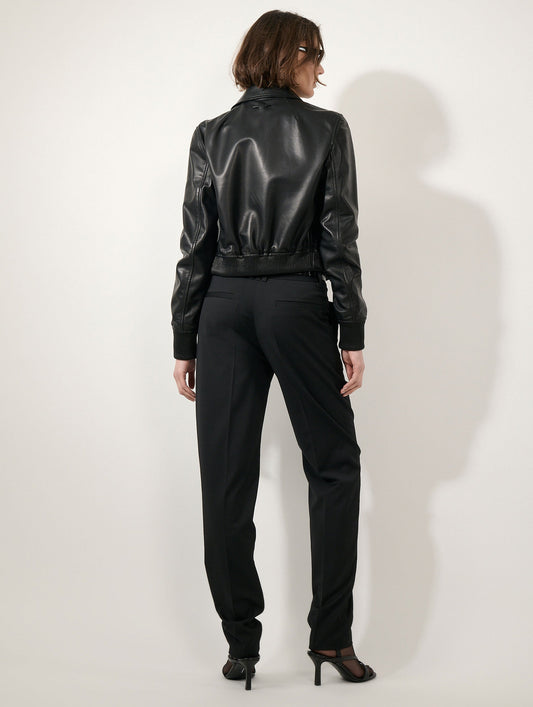 Black leather and elaphe jacket