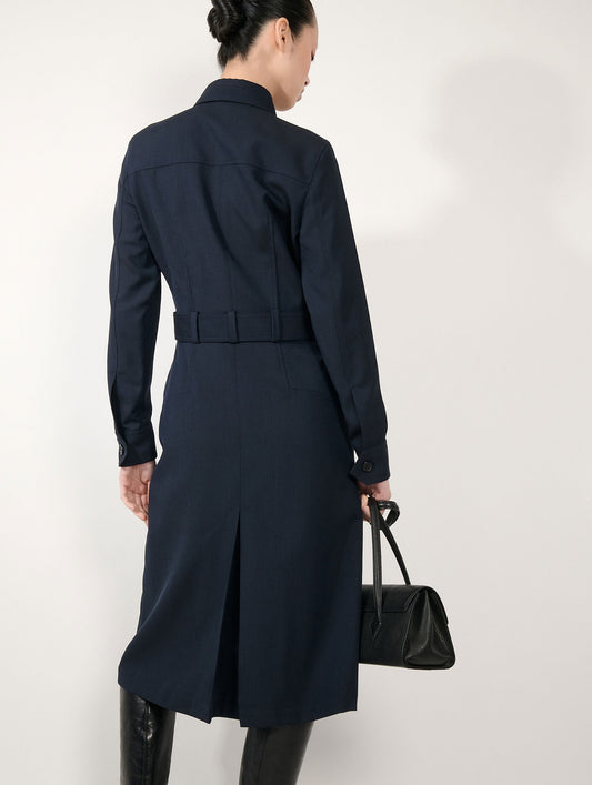 Dark navy wool cover coat dress