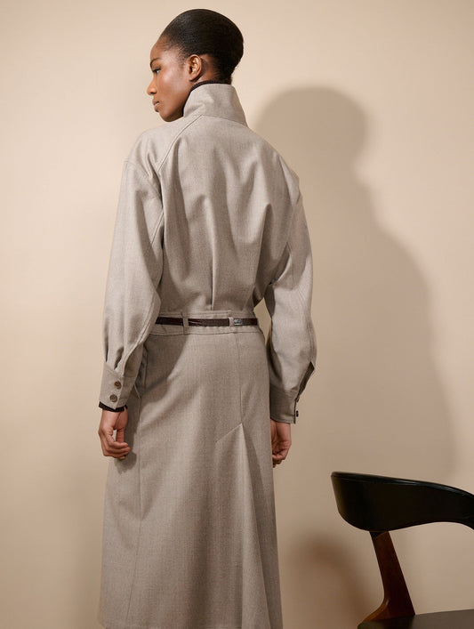 Greige buttoned flannel dress