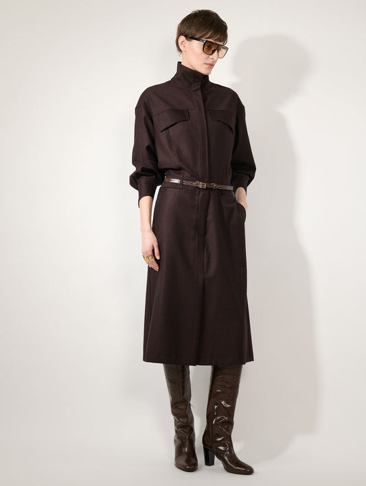 Burgundy buttoned flannel dress