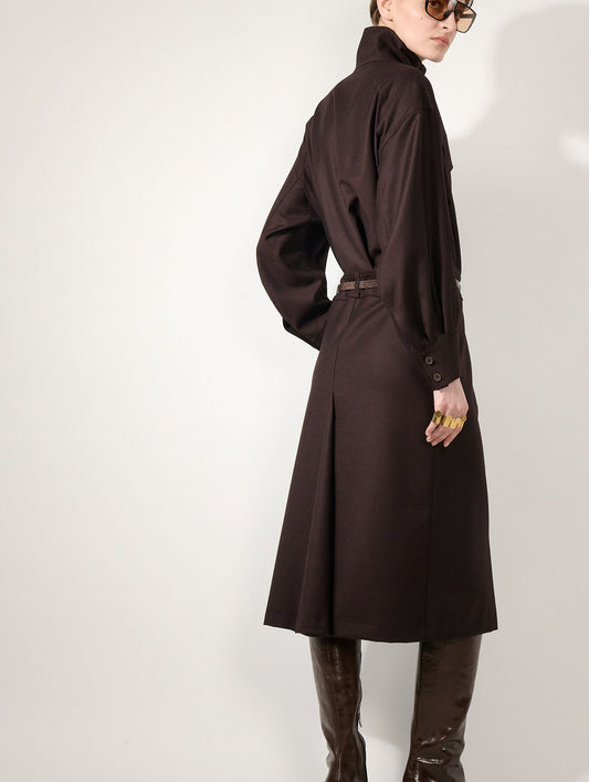 Burgundy buttoned flannel dress