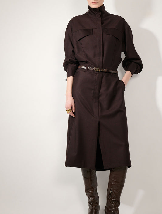 Burgundy buttoned flannel dress