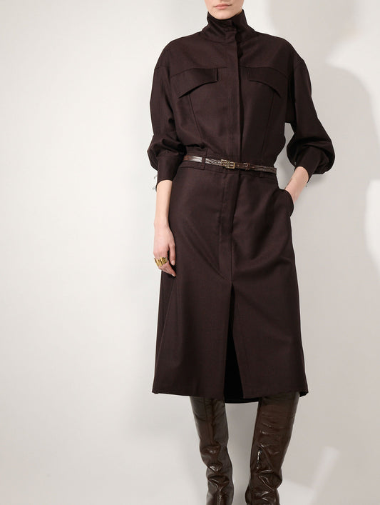 Burgundy buttoned flannel dress