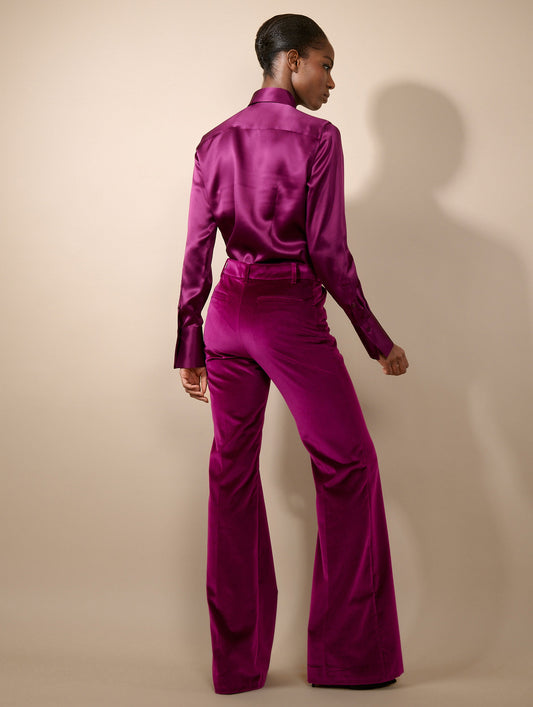 Cyclamen silk satin lavallière blouse