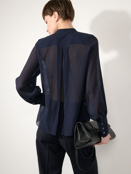 Ink silk crêpon ruffle shirt