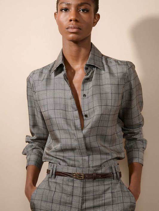Black Prince of Wales silk twill shirt