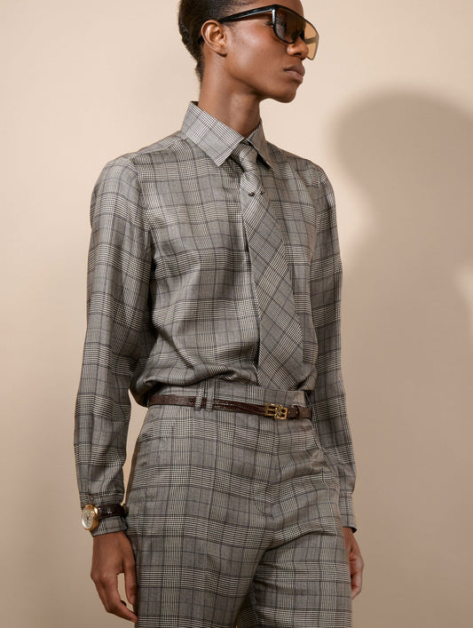 Black Prince of Wales silk twill shirt