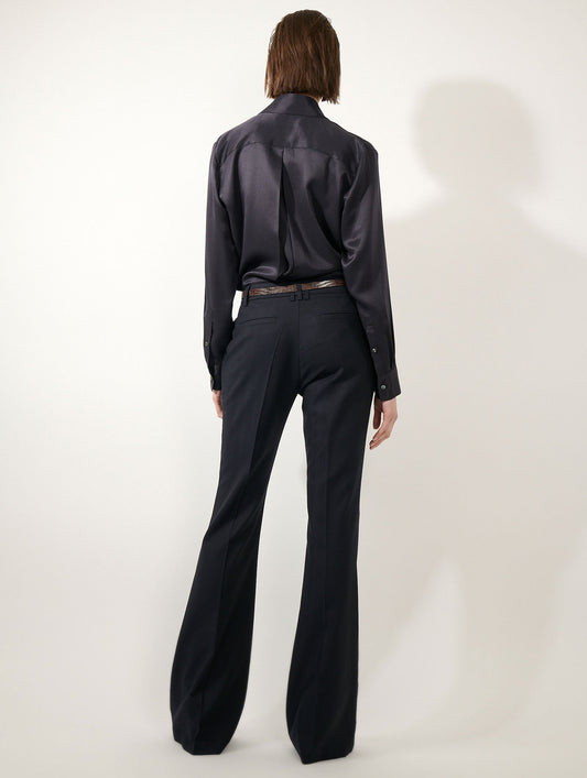 Ink silk piqué wrap shirt