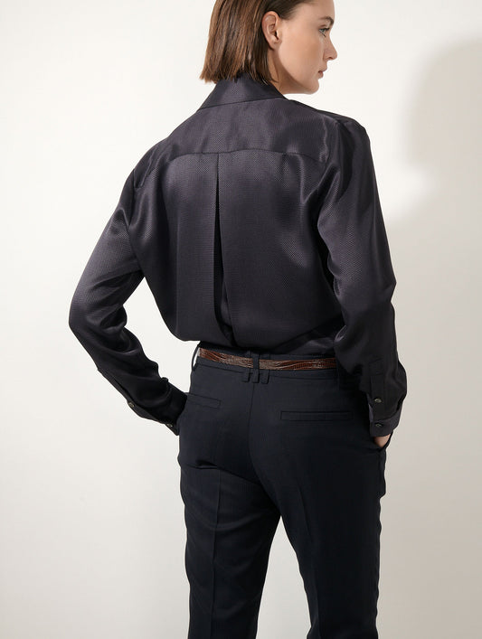 Ink silk piqué wrap shirt