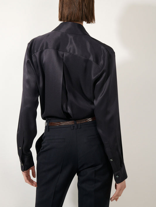 Ink silk piqué wrap shirt