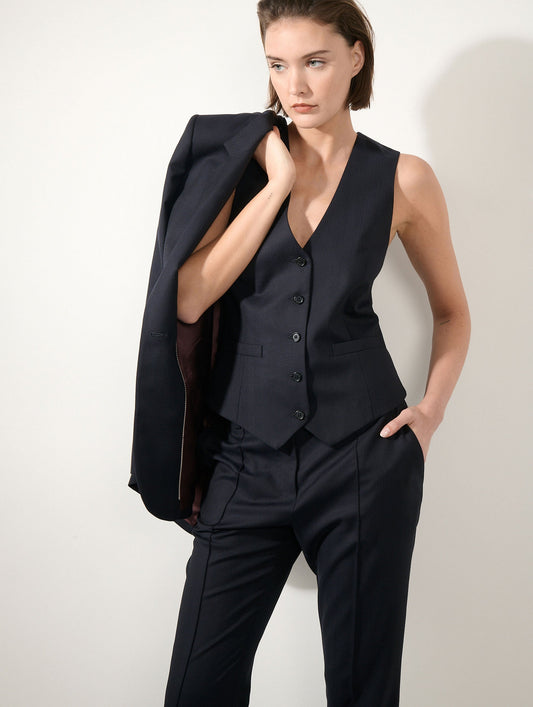 Dark navy herringbone jacquard waistcoat