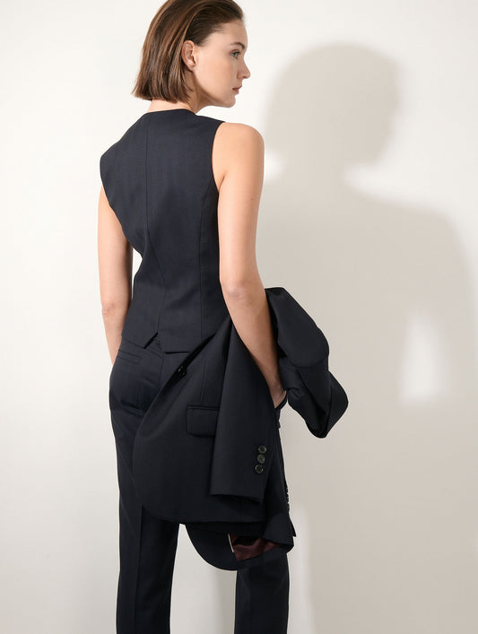 Dark navy herringbone jacquard waistcoat