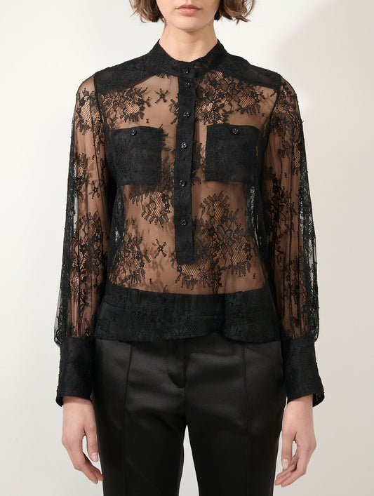 Black Chantilly lace blouse
