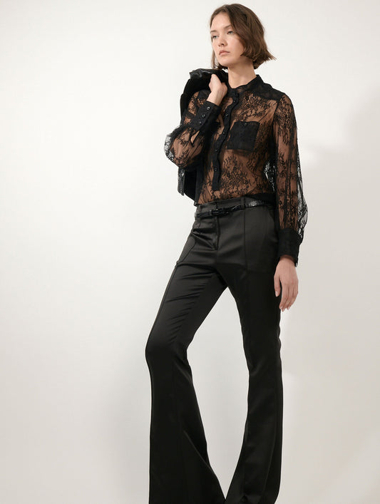 Black Chantilly lace blouse