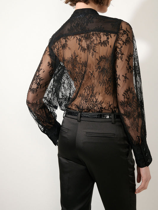 Black Chantilly lace blouse