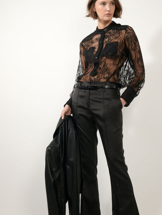 Black Chantilly lace blouse