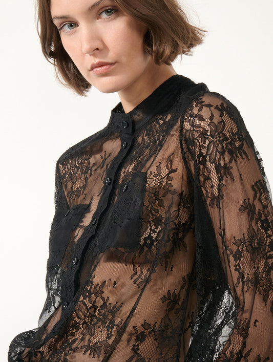 Black Chantilly lace blouse