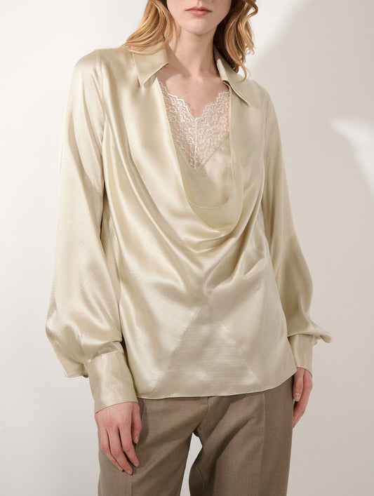 Champagne silk ottoman blouse