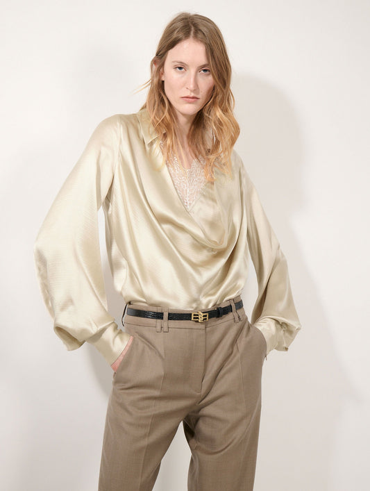 Champagne silk ottoman blouse