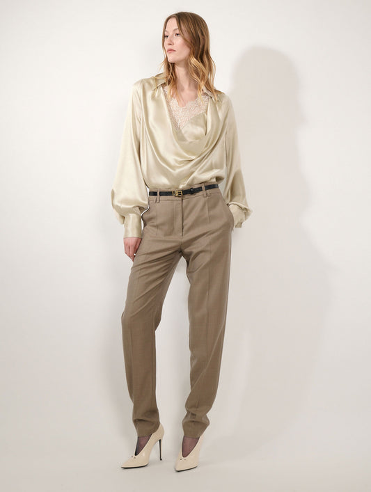 Champagne silk ottoman blouse