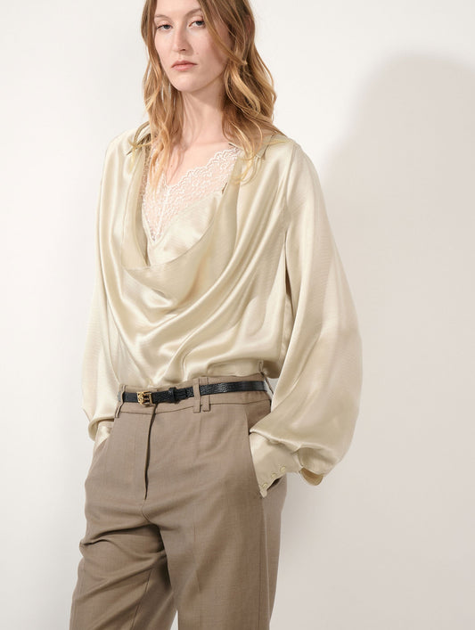 Champagne silk ottoman blouse