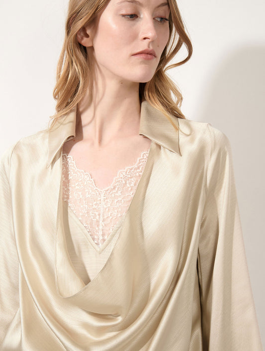 Champagne silk ottoman blouse