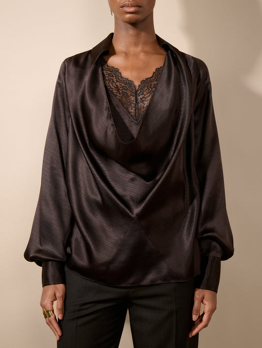Ebony silk ottoman blouse