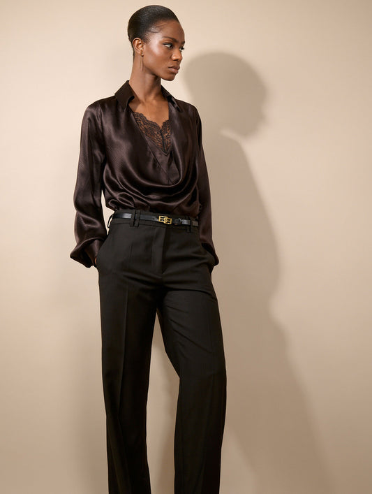 Ebony silk ottoman blouse