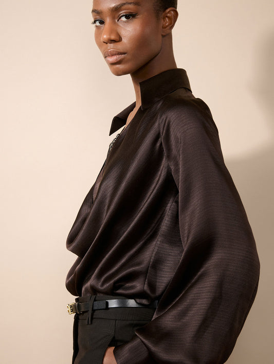 Ebony silk ottoman blouse