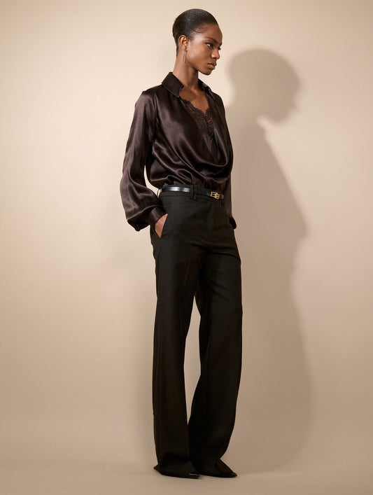 Ebony silk ottoman blouse
