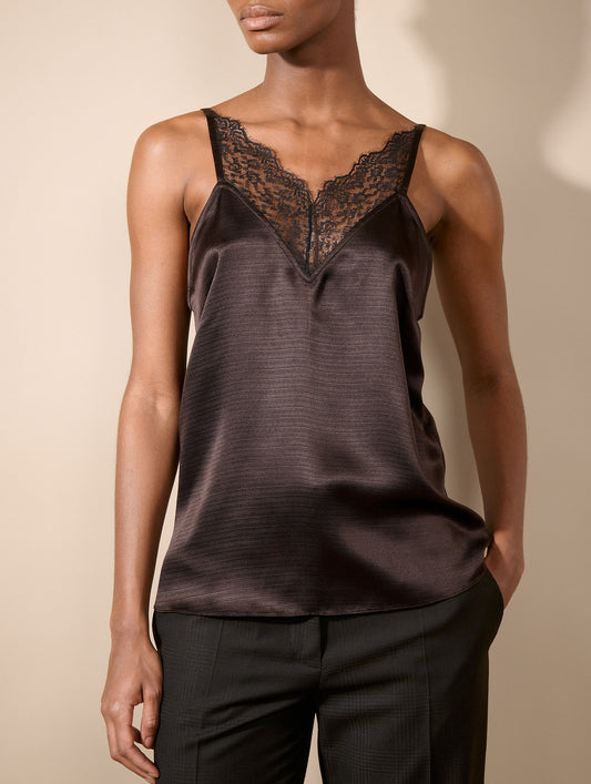 Ebony silk ottoman camisole