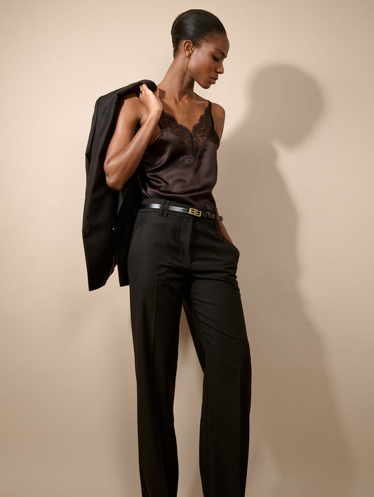 Ebony silk ottoman camisole
