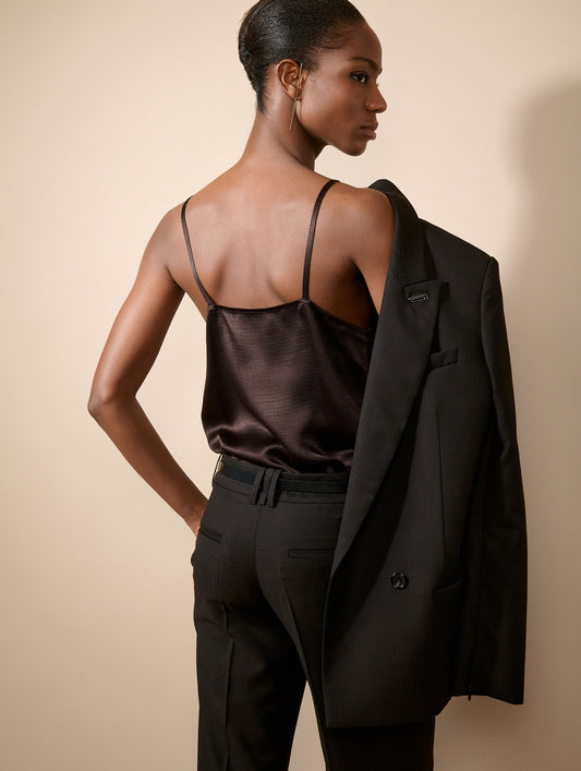 Ebony silk ottoman camisole